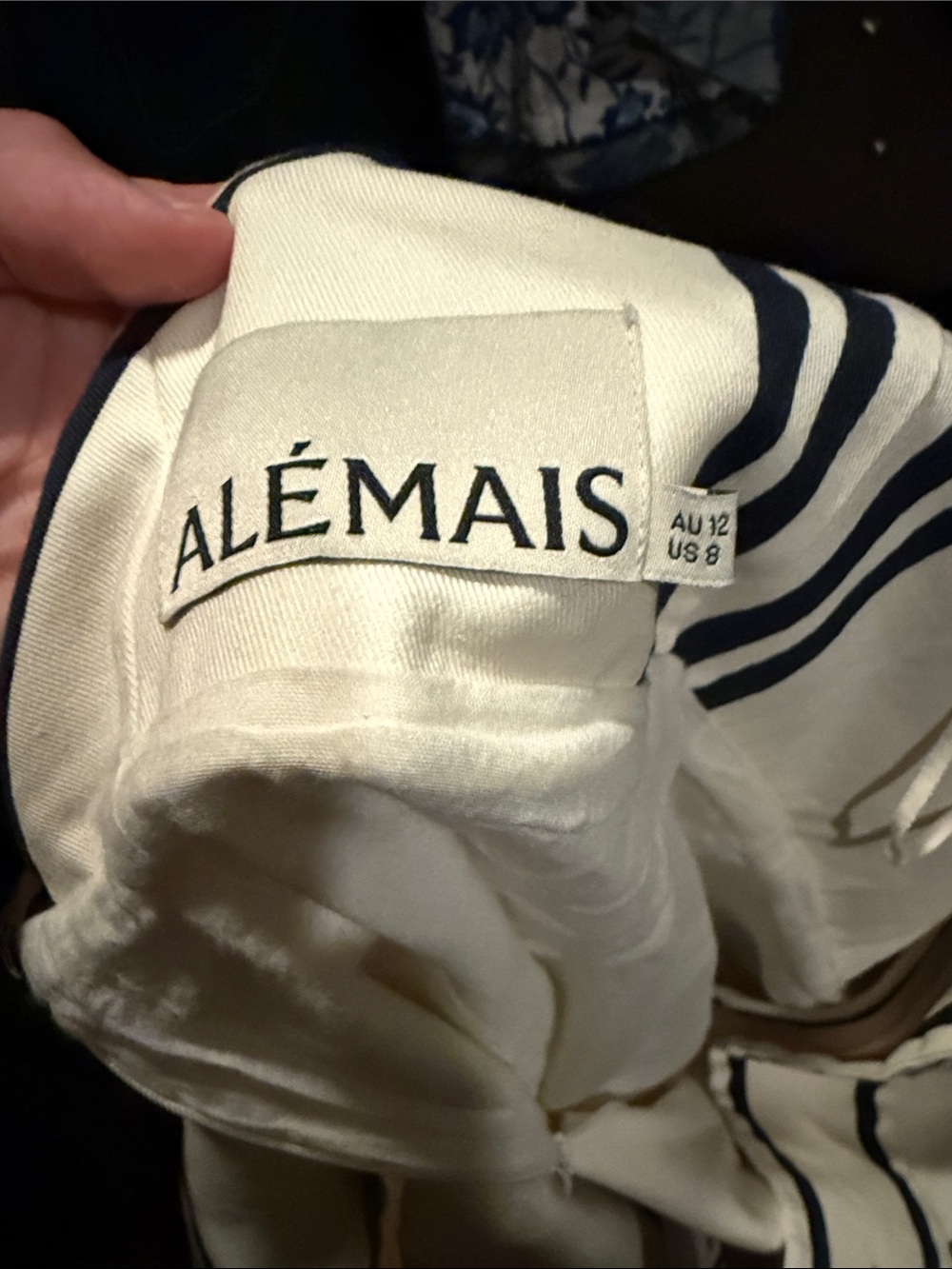 Alemais | Cream Halter Mini Dress with Navy and Red Fish Motif -Sz.8 (US) - Picture 6 of 12